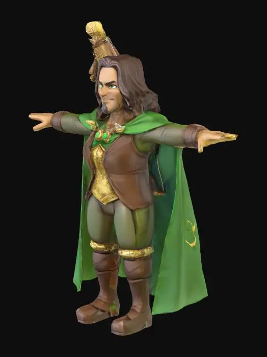 3D model for um Bardo de jogos RPG fantasia, extremamente detalhado