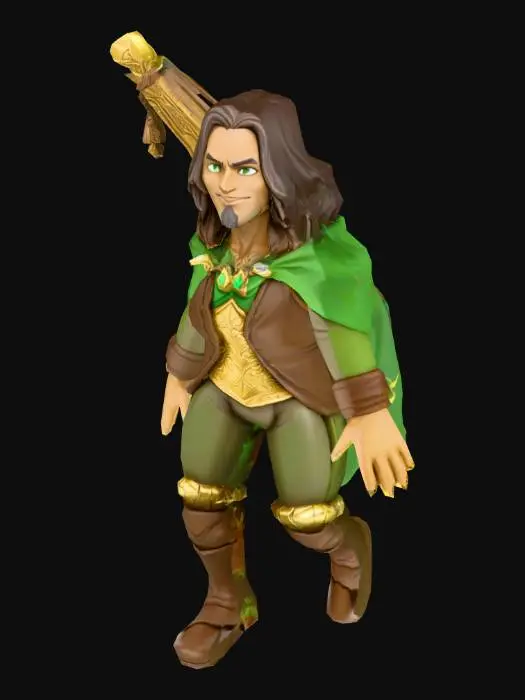 3D model for um Bardo de jogos RPG fantasia, extremamente detalhado