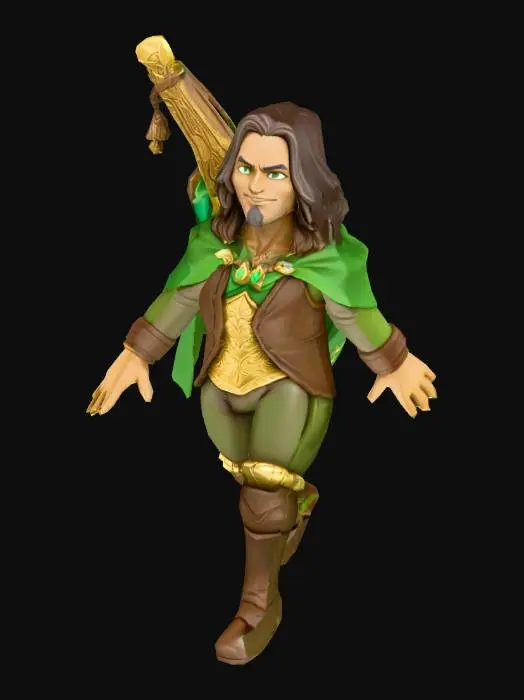 3D model for um Bardo de jogos RPG fantasia, extremamente detalhado