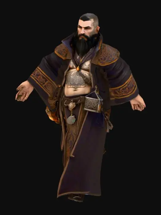 3D model for um Alquimista  de jogos RPG fantasia, extremamente detalhado, ultra realístico