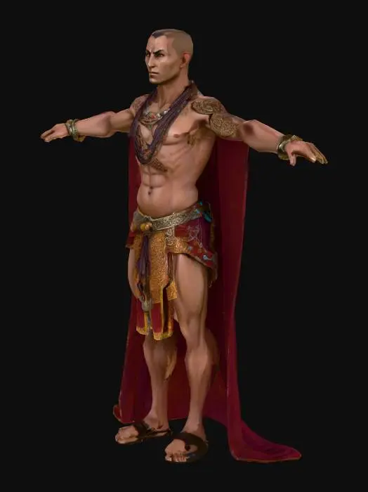 3D model for um Monge Amon-Rá  de jogos RPG fantasia, extremamente detalhado, ultra realístico