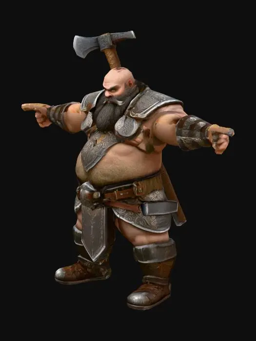 3D model for Uma anã Lutadora, de um jogo RPG, fantasia , altamente detalhado