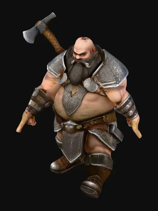 3D model for Uma anã Lutadora, de um jogo RPG, fantasia , altamente detalhado