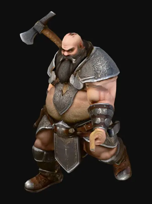 3D model for Uma anã Lutadora, de um jogo RPG, fantasia , altamente detalhado