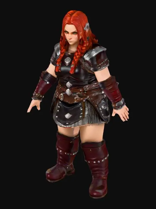 3D model for Uma anã mineira, de um jogo RPG, fantasia , altamente detalhado