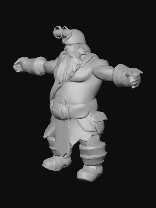 3D model for Uma anã mineira, de um jogo RPG de fantasia feudal , altamente detalhado, ultra realístico