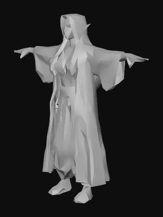 3D model for Um Elf Monge, de um jogo RPG de fantasia feudal e de magia , altamente detalhado