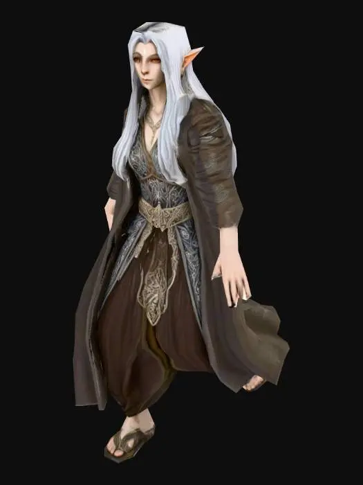 3D model for Um Elf Monge, de um jogo RPG de fantasia feudal e de magia , altamente detalhado