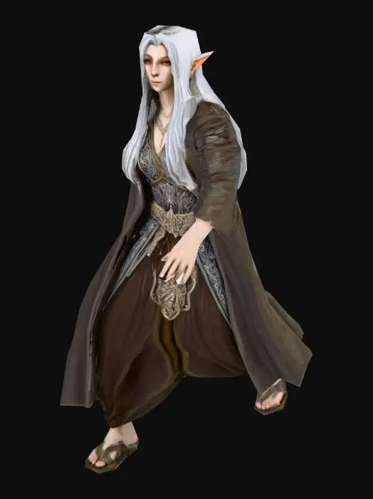 3D model for Um Elf Monge, de um jogo RPG de fantasia feudal e de magia , altamente detalhado