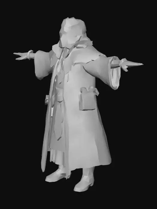 3D model for um Alquimista de jogo RPG fantasia  na antiguidade, extremamente detalhado, em Natural A pose