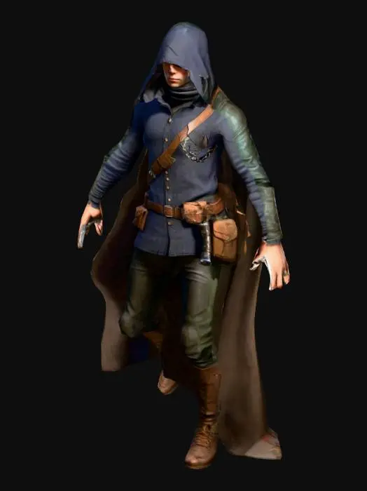 3D model for um Thief de jogo RPG fantasia  na moderna; extremamente detalhado;