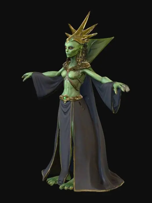 3D model for um Sacerdote Ammon Alienígena de jogos RPG fantasia de ficção científica, extremamente detalhado