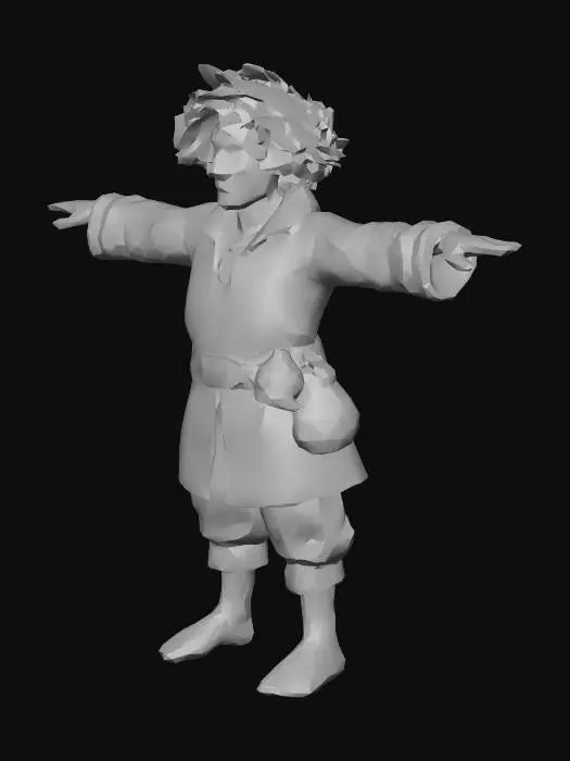 3D model for um Bardo de jogo RPG fantasia feudal, extremamente detalhado, ultra realístico