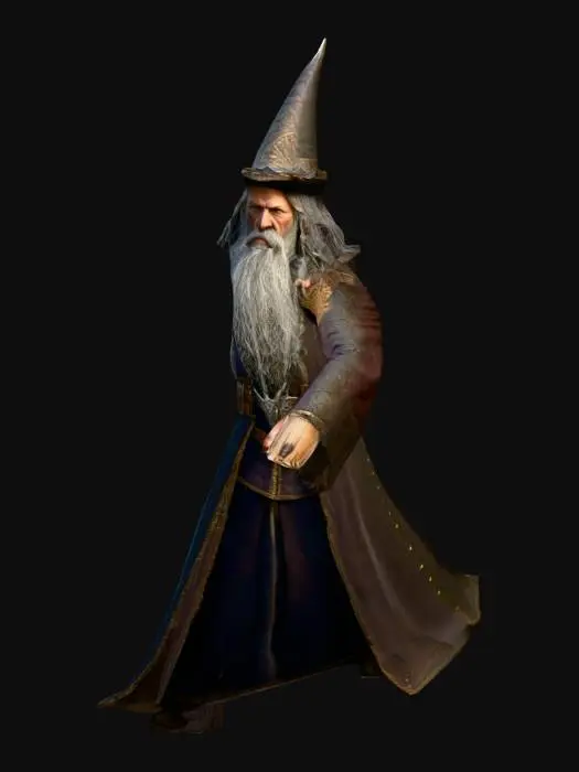 3D model for um Bruxo de jogo RPG fantasia feudal, extremamente detalhado. ultra realístico
