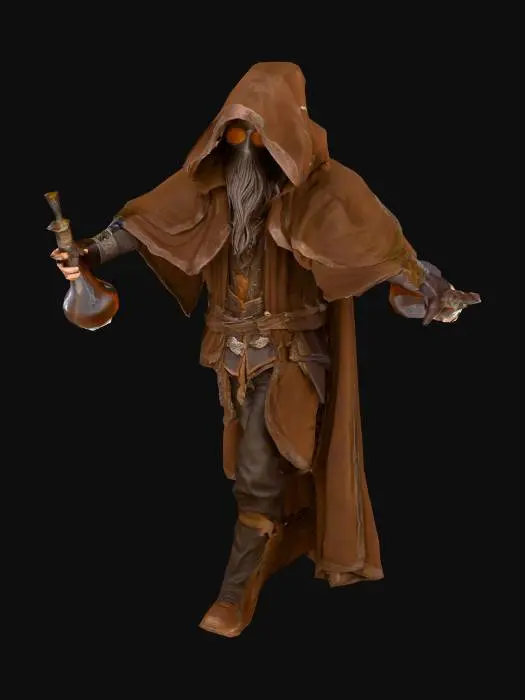 3D model for um Alquimista de jogos RPG fantasia, extremamente detalhado, ultra-realístico