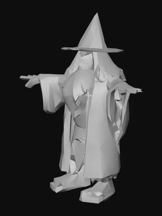3D model for um bruxo troll  fantasia de jogos RPG magia, vestindo roupas de lã, extremamente detalhado