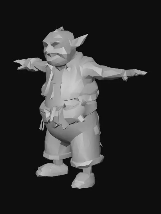 3D model for um trabalhador goblin  fantasia de jogos RPG magia, vestindo roupas de algodão, extremamente detalhado