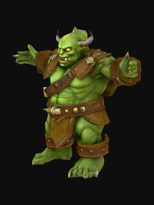 3D model for um chefão goblin de jogos RPG feudal fantasia, vestindo roupas de algodão, extremamente detalhado