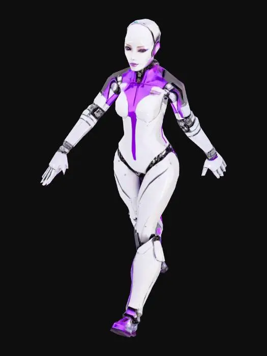 3D model for uma garconete mulher de uma lanchonete de  cidade grande, nos anos de 2150, extremamente detalhada