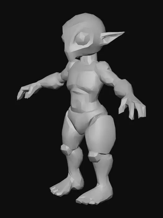 3D model for um robô alienígena cientista, dos anos de 3650,  com olhos vermelhos, corpo em cores cinza e azul, com um cinturão com dispositivos de pesquisa científica, extremamente detalhado