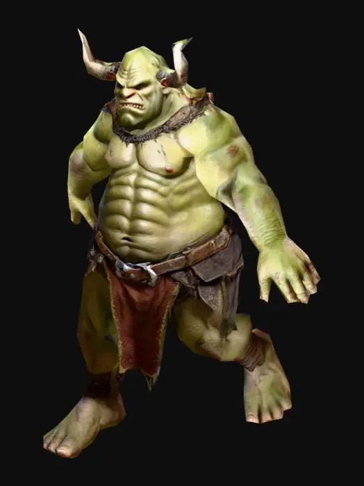 3D model for um lindo  ogro macho, robusto, altamente detalhado, para um jogo de RPG fantasia
