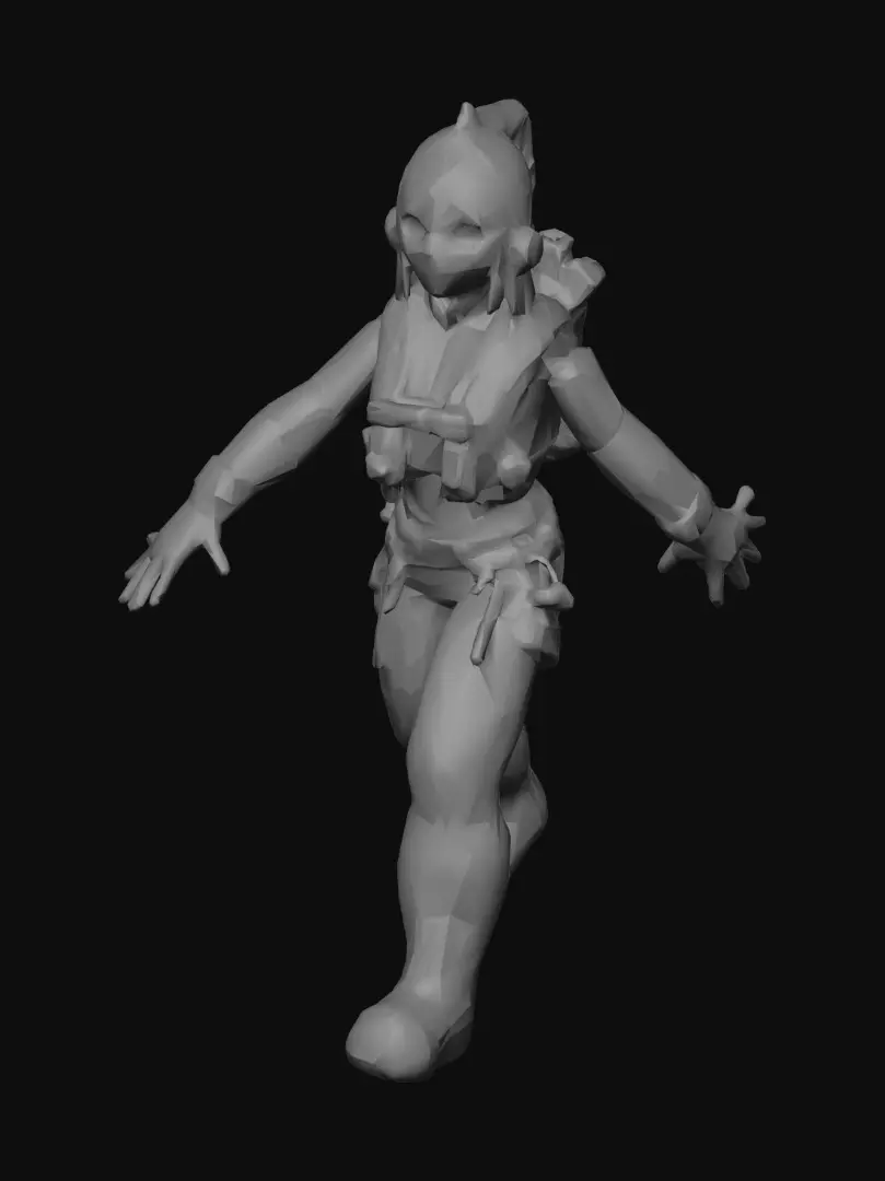 3D model for alien mining worker, gray skin, big eyes with glasses, robust body; extremely detailed