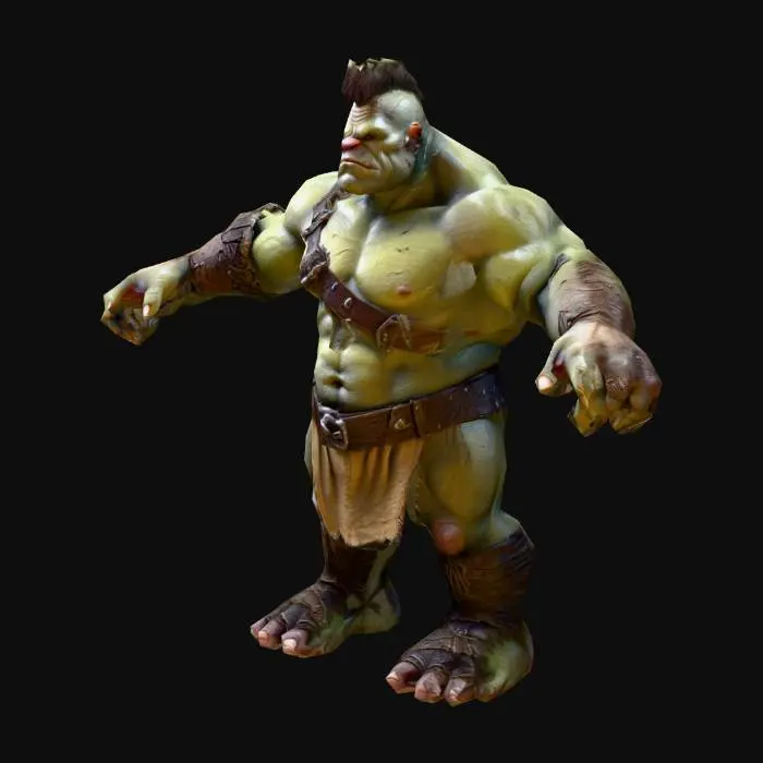 3D model for um lind macho ogro, altamente detalhado, para um jogo de RPG fantasia
