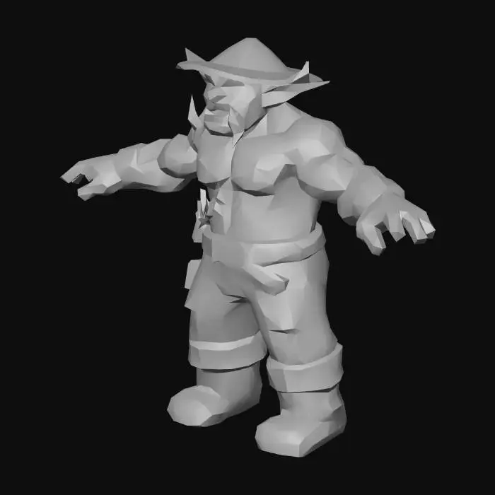 3D model for um troll  camponês macho lindo, para um jogo de RPG fantasia, altamente detalhado