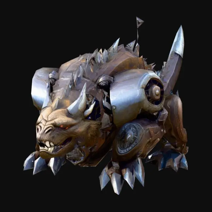 3D model for uma besta pesada, com mecanismo robusto e visível,  para um  jogo de  RPG fantasia