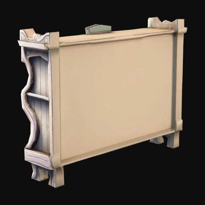 3D model for uma estante, em cores um pouco mais claras, para um jogo RPG fantasia