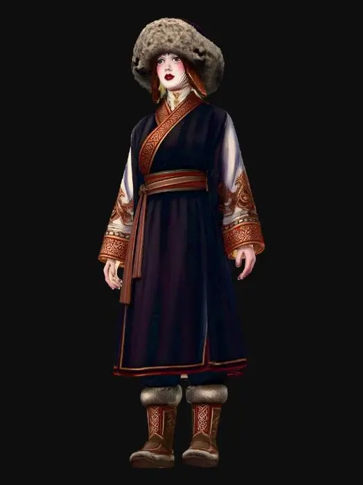 3D model for Embroidered Nomad in a Fur-Hatted Robe