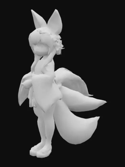 3D model for Cute kitsune girl with hazel eyes