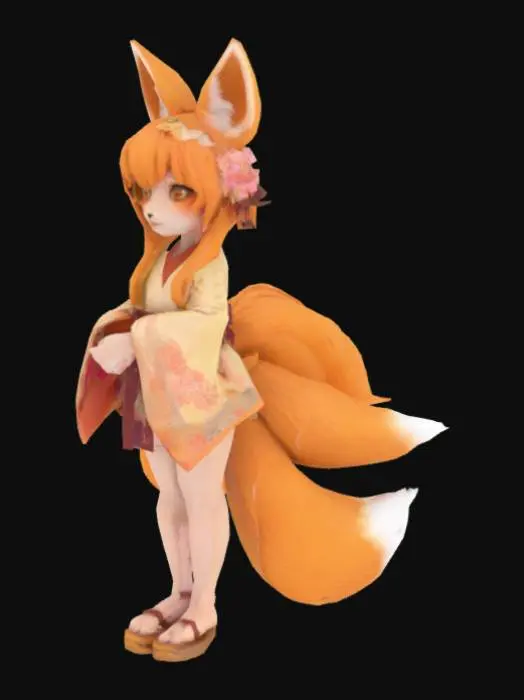 3D model for Cute kitsune girl with hazel eyes