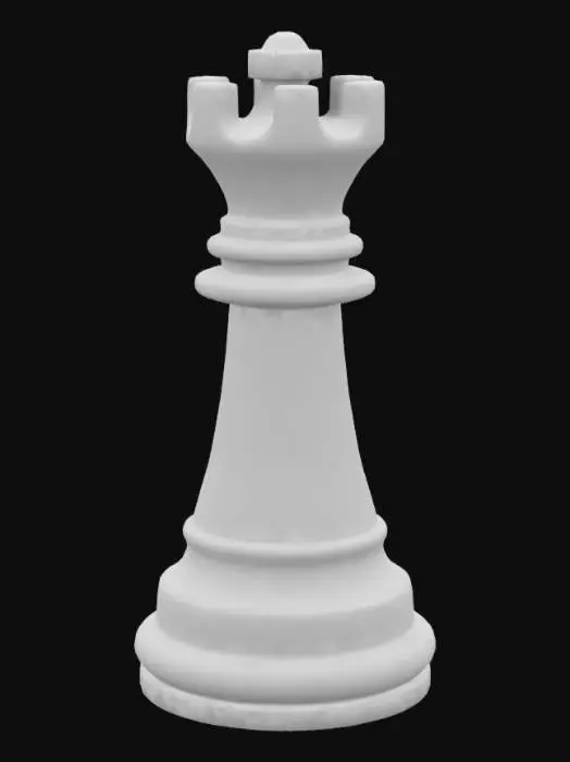3D model for elegant rook chess piece that looks like a castle pillar.
