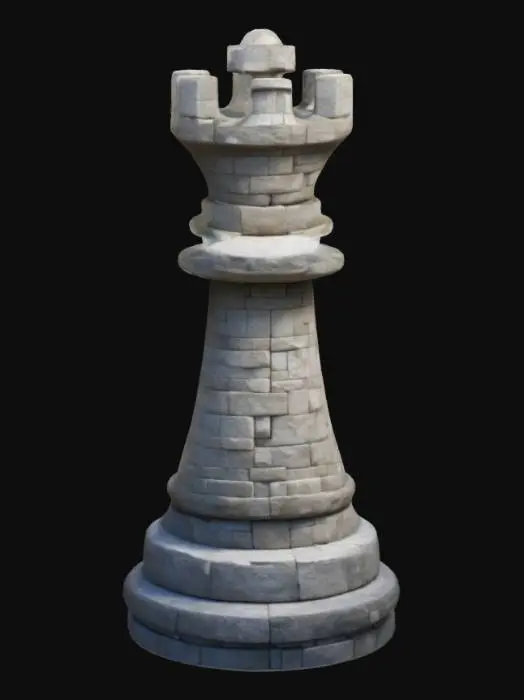 3D model for elegant rook chess piece that looks like a castle pillar.
