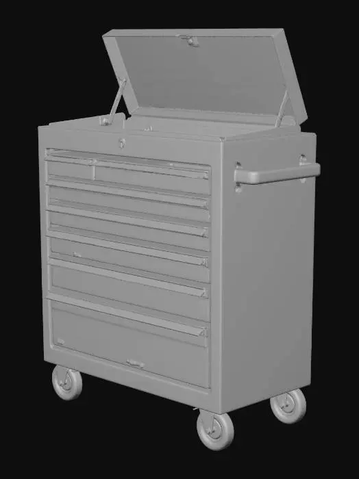 3D model for Weathered Red Tool Chest on Wheels