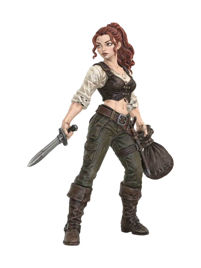 Female thief 3D model, vytvořený pomocí AI