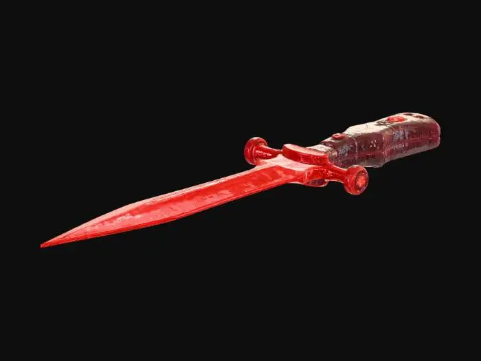 3D model for rambo's knife but glass with a red liquid in he hilt