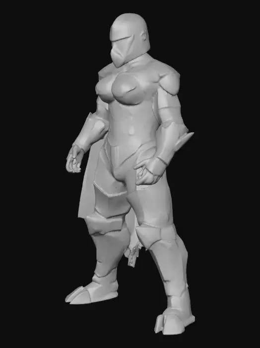 3D model for A hyper-realistic knight stands in a neutral A-pose, devoid of weapons. Its entire form is composed of faceted amethyst crystal, showcasing a deep, translucent purple hue with lighter, almost lavender edges where light catches the sharp, geometric cuts. The surface glistens with a polished, smooth texture, yet intricate crystalline fractures are visible within, giving it depth. Its armored plates are defined by the crystal's structure, reflecting light with a cool, hard shimmer, suggesting a solid, weighty feel.