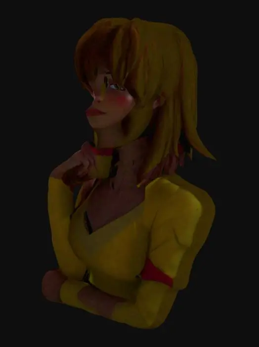 3D model for Thoughtful Anime Character