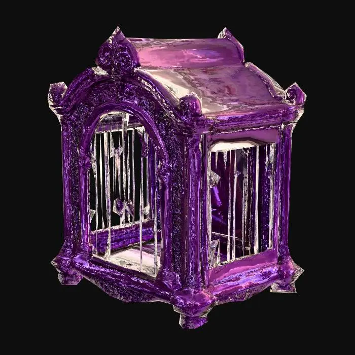 3D model for A large hyper realistic dog cage made out of amethyst
