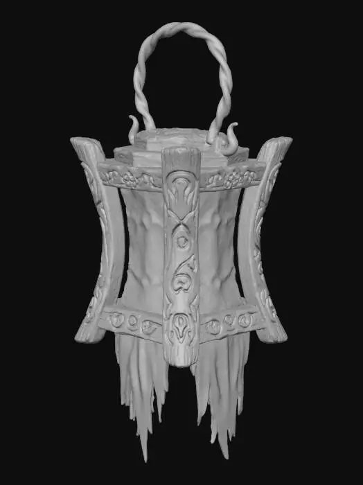 3D model for 一个RPG风格的手提灯笼，中式恐怖风