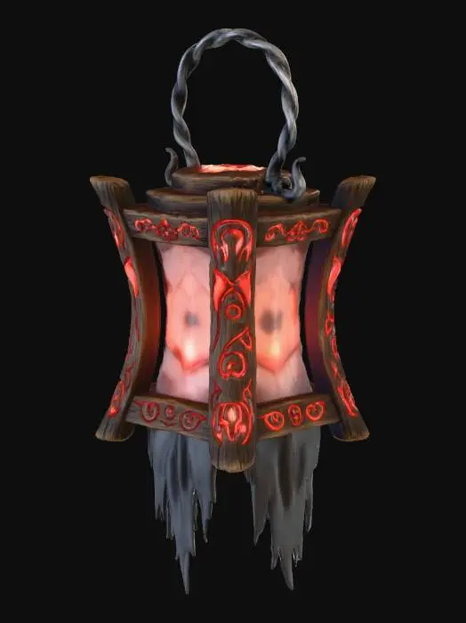 3D model for 一个RPG风格的手提灯笼，中式恐怖风