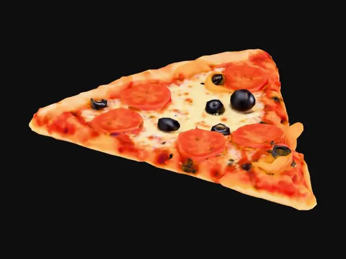 3D model for a large highly detailed triangle shaped slice of pepperoni pizza #food#