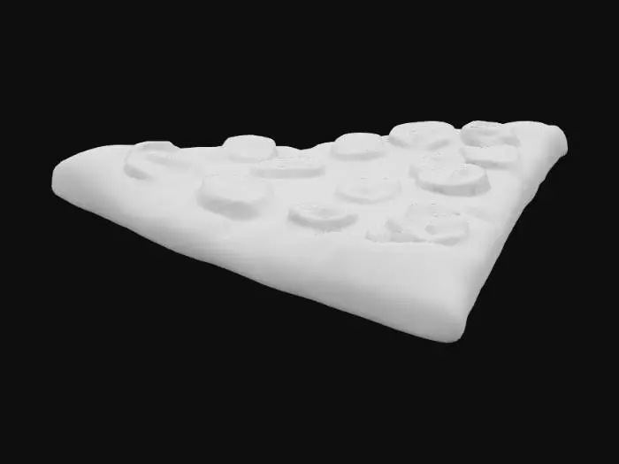 3D model for a large highly detailed triangle shaped slice of pepperoni pizza