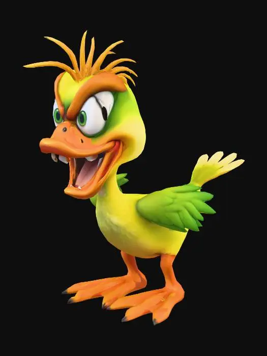 3D model for A highly detailed psychotic cartoon duck