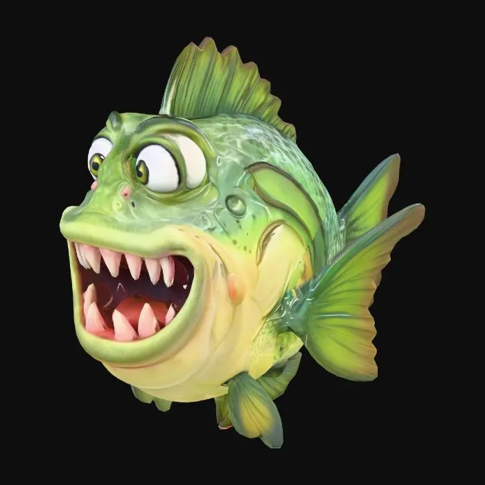 3D model for 



a highly detailed large mouth bass as a cartoon