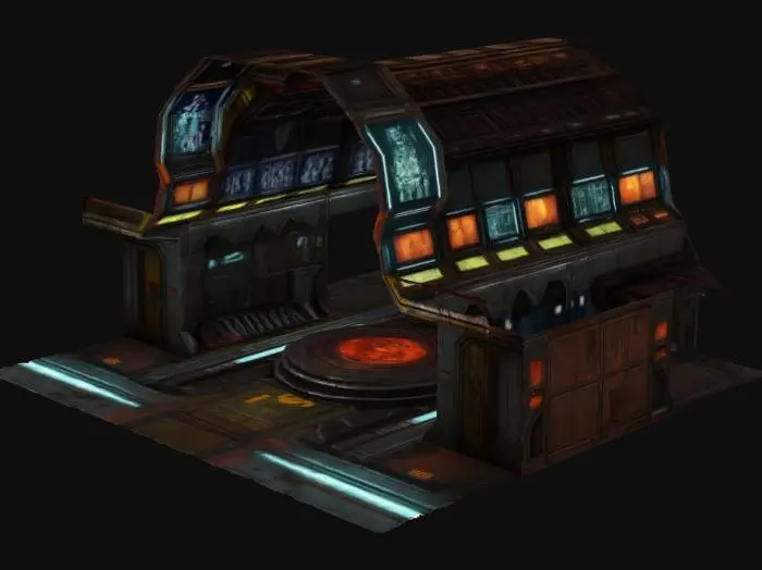 3D model for new doom level but digital cyber textures, high resolution texture