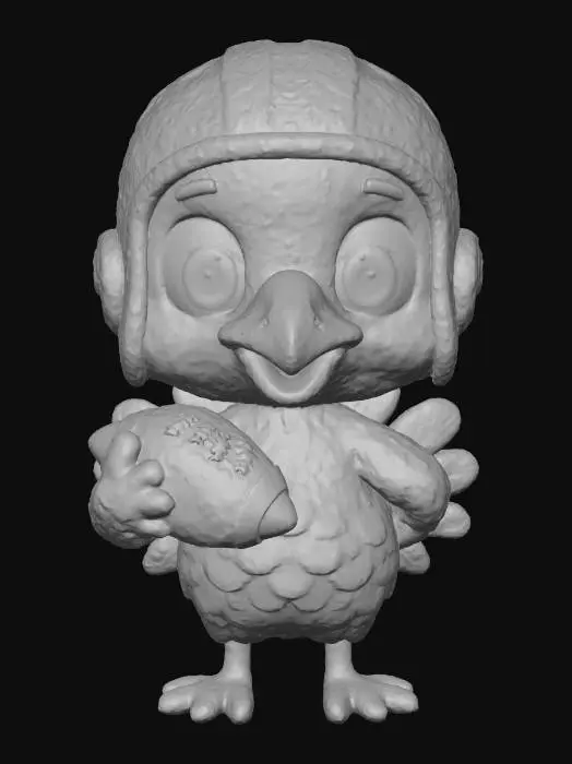3D model for Chibi style turkey wearing a football helmet funko style