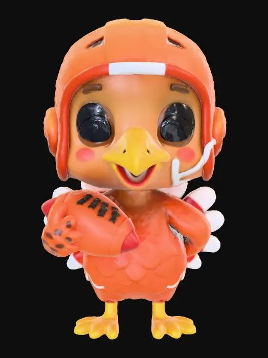3D model for Chibi style turkey wearing a football helmet funko style